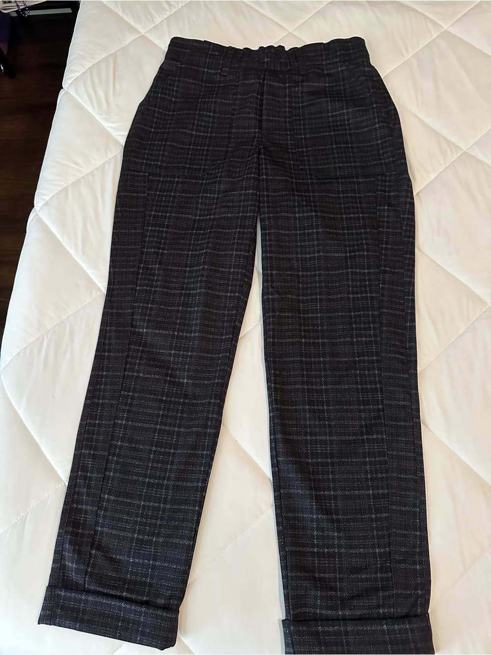 Democracy Women's Charcoal Plaid Trousers